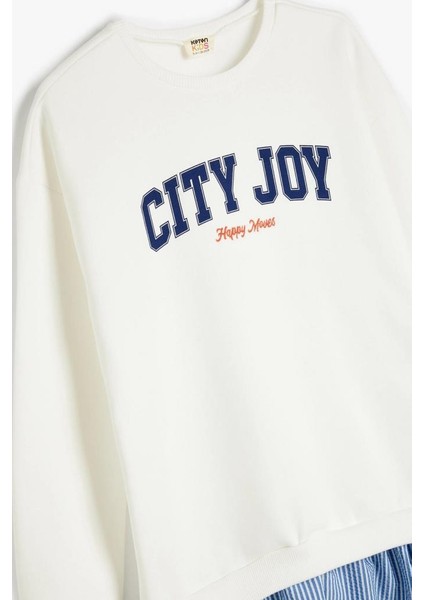 Kız Çocuk Baskı Detaylı Uzun Kolu Bisiklet Yaka Sweat Elbise modelleri