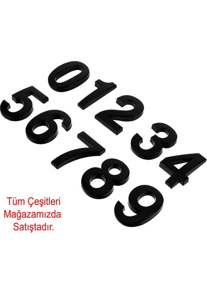 Kapı Numarası Yapışkanlı Küçük Boy 50 mm 5 cm Numara 1 Rakam Bir Sayısı Siyah Renk Numaralar 1 Adet