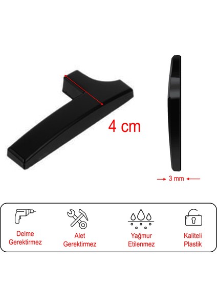 Kapı Numarası Yapışkanlı Küçük Boy 50 mm 5 cm Numara 1 Rakam Bir Sayısı Siyah Renk Numaralar 1 Adet