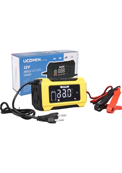 UC-C120501B 12V 6A LCD Göstergeli Akıllı Akü Şarj Cihazı