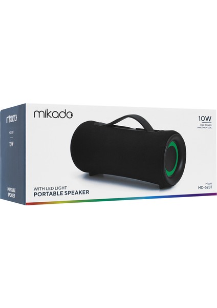 MD-52BT 10W Usb+Sd Bazuka Gövdeli Siyah Bluetooth Speaker Hoparlör