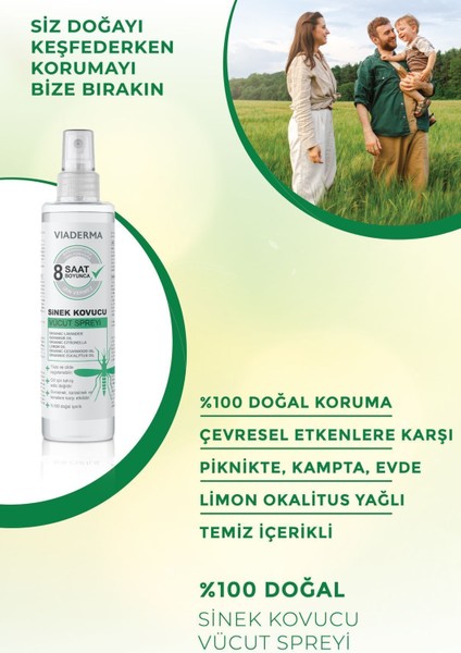 Sivrisinek Sinek Kovucu Koruyucu Vücut Spreyi Bitkisel Tüm Vücut Için Aile Boy 100 ml