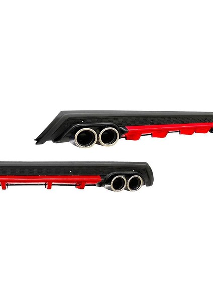 Citroen C2 2003-2009 Kırmızı 4 Krom Egzozlu Difüzör Mat Siyah