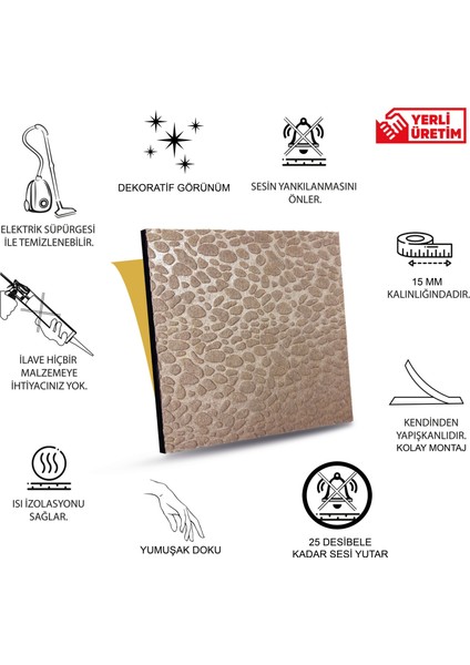 Bej Embos Keçe Ses ve Isı Yalıtım Paneli 40X40 cm