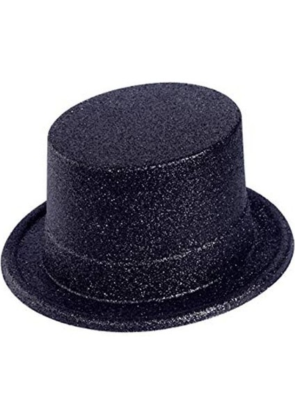 Siyah Renk Uzun Plastik Simli Parti Şapkası