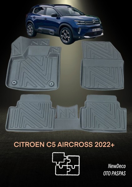 NewDeco Citroen C5 Aircross 2022 ve Sonrası Için 5,5d Carbon Style Havuzlu Paspas - Tpe Malzeme