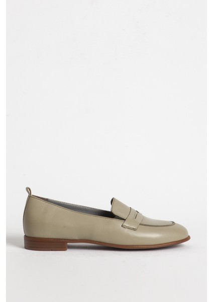 Br 04037 Gerçek Deri Kadın Loafer Yeşil