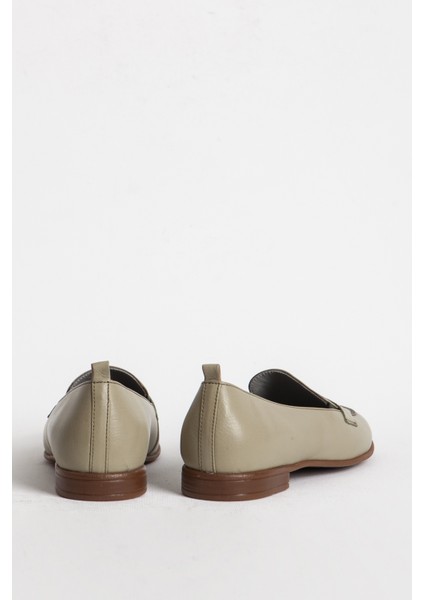 Br 04037 Gerçek Deri Kadın Loafer Yeşil