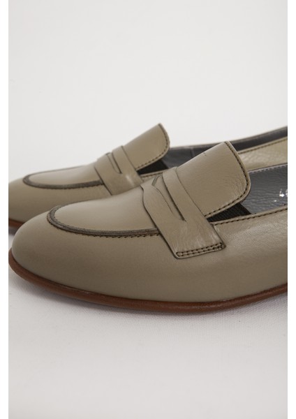 Br 04037 Gerçek Deri Kadın Loafer Yeşil