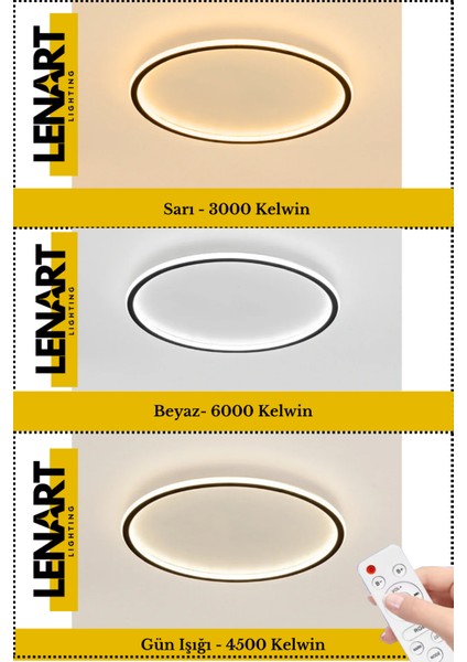 Samanyolu Model Yuvarlak LED Avize, Çiftli Kasa Iç Dış Aydınlatma, Kumandalı 3 Renk Tavan Avizesi