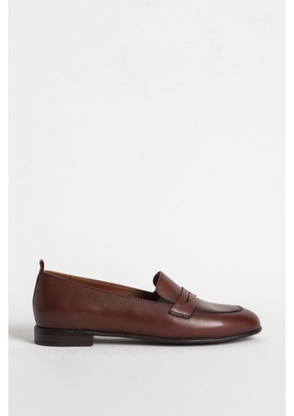 Br 04037 Gerçek Deri Kadın Loafer Taba