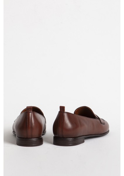 Br 04037 Gerçek Deri Kadın Loafer Taba