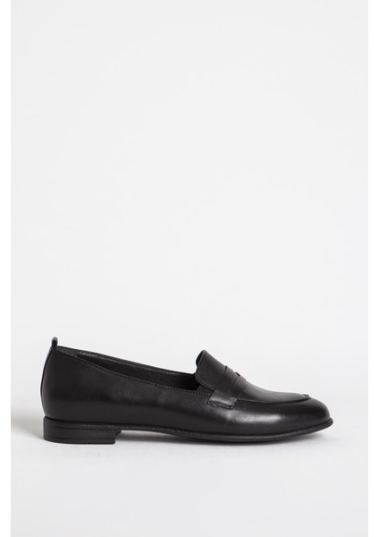Br 04037 Gerçek Deri Kadın Loafer Siyah
