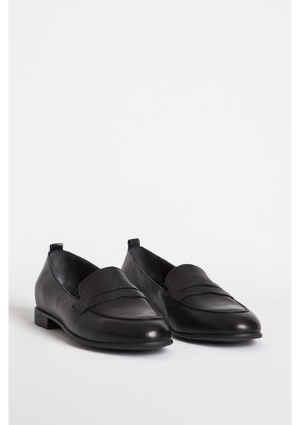 Br 04037 Gerçek Deri Kadın Loafer Siyah