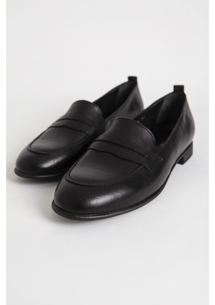 Br 04037 Gerçek Deri Kadın Loafer Siyah