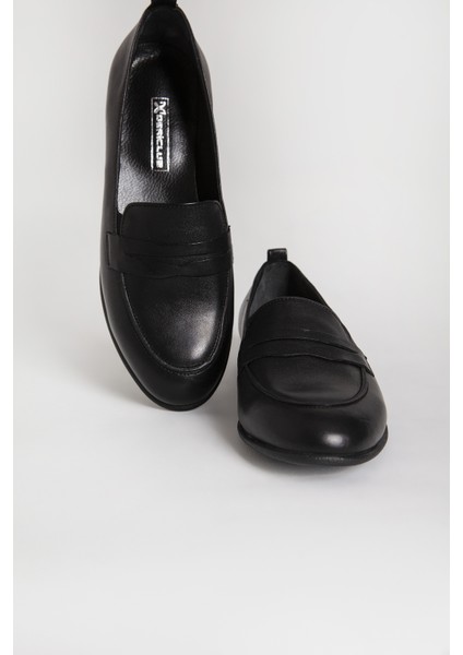 Br 04037 Gerçek Deri Kadın Loafer Siyah