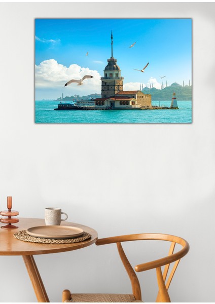 Manzara Kız Kulesi ve Martılar Kanvas Tablo modelleri