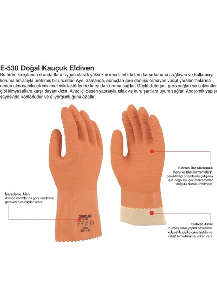 Doğal Kauçuk Tıbbı Atık Eldiveni Starline E-530 x Large Beden fiyatları