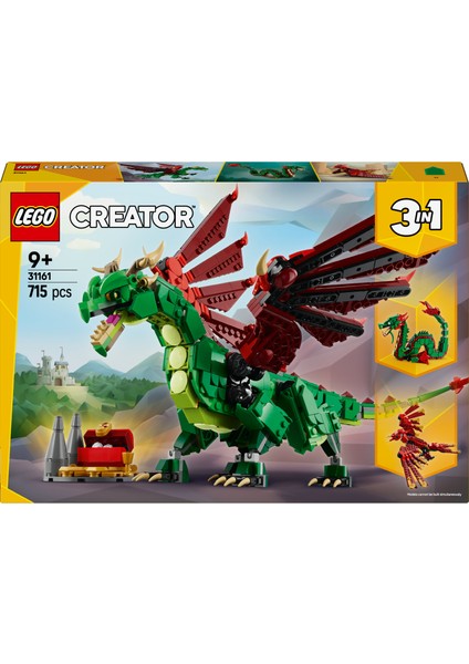 ® Creator 3’ü 1 Arada Orta Çağ Ejderhası 31161 - 9 Yaş & Üzeri Çocuklar için Yaratıcı Oyuncak Yapım Seti (715 Parça)