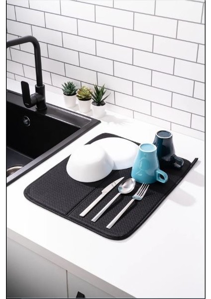 Mikrotex Bulaşık Matı Süper Emici Bulaşık Kurutma Örtüsü 45 x 36 cm Katlanabilir Bulaşık Matı