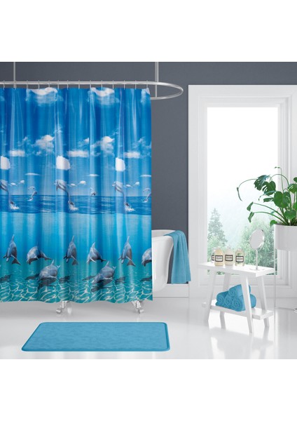 Banyo Perdesi 1x180x200 Tek Kanat Duş Perdesi Halka Hediyeli Duşakabin Perdesi Duşakabin Perdesi 8852