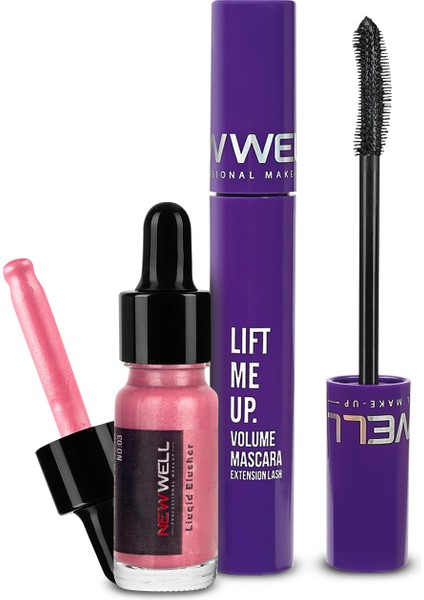 New Well lift Me Up Volume Mascara 8 ml + Sıvı Allık (Sedefli) NO03