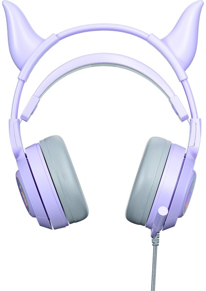 SY-G25 Devil Ears Tasarım Rgb Aydınlatma Kablolu Kontrol Oyun Kulaklık 3D Çevresel Ses Oyun Kulaklığı Hd Mikrofonlu-Mor (Yurt Dışından)
