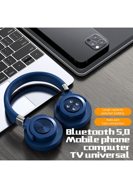A51 Oyun Kulaklığı Bluetooth Ses Pc Dizüstü Bilgisayarlar Için Mikrofonlu Kablosuz Kulaklık Hifi Kulaklık Desteği USB Şarj-Mavi (Yurt Dışından)