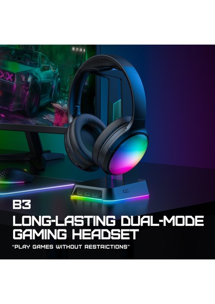 Onıkuma B3 Kablosuz Kulak Üstü Kulaklık Rgb Işık Bluetooth Oyun Müzik Kulaklığı (Yurt Dışından) fırsatları