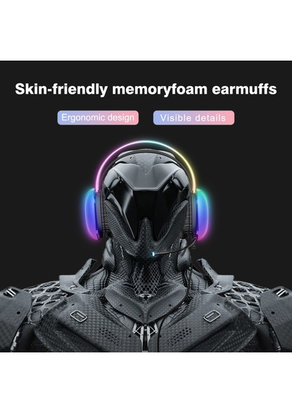 Onıkuma X25 3.5mm+Usb Kablolu Kulak Üstü E-Spor Kulaklık Kız Oyun Kulaklığı Rgb Açık-Siyah (Yurt Dışından)