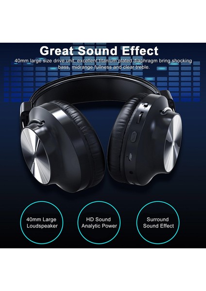 S4000 Kablosuz Bluetooth Kulaklık Kulak Üstü Kulaklık Desteği Tf Kart Fm Radyo (Yurt Dışından)