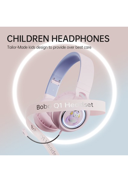 Fıngertıme Q1 Bt5.3 Uzay Kapsülü Kablosuz Kulaklık, Solunum Işığı ile Çocuklar Için Bluetooth Kulaklık-Pembe (Yurt Dışından)