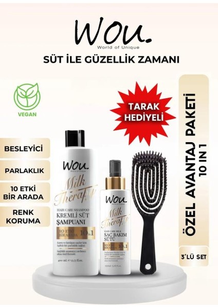 Milk Therapy Kremli Süt Şampuan 400 ml + Saç Bakım Sütü 150 ml – Besleyici, Parlaklık Veren ve Renk Koruyucu Bitkisel Formül, Parabensiz