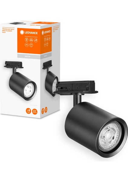 LED 2700K IP20 GU10 Duy Sarı Işık Alüminyum Siyah Kasa İç Mekan Raylı Spot
