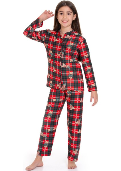 Kız Çocuk Ekose Desenli Pijama Takımı 12135 fiyatları