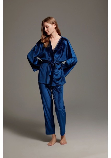 Pijama Takım Sabahlık Büstiyer Pantolon LP1411 3'lü Set