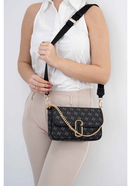 Kadın Çapraz Çanta 1171-46071 Sılver Polo Çapraz Bayan Çantası M178 Füme-Mat Siyah