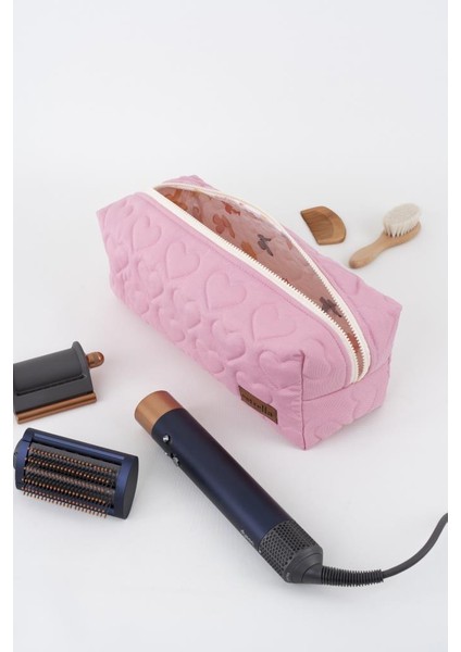 Kalp Pembe Dyson Airwrap ve Tüm Saç Şekillendiriniz Için Xl Boy Çanta Seyahat Çantası Pembe