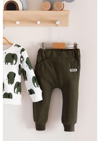 Fil Desenli 2'li Pamuk Erkek Bebek Takımı modelleri