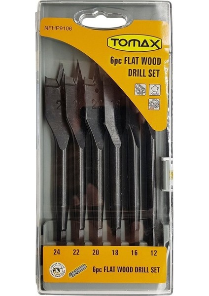 Yaprak Ahşap Matkap Ucu Takımı 12-24 mm - 6 Parçalı