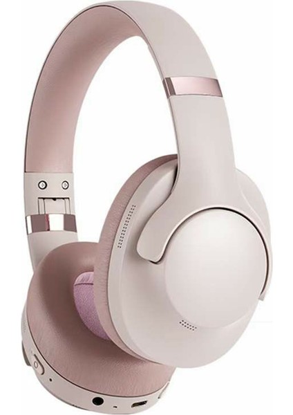 BT048 Aktif Gürültü Önleyici Kablosuz Kulaklık Bluetooth Ağır Bas Kulak Üstü Oyun Müzik Kulaklığı-Pembe (Yurt Dışından)