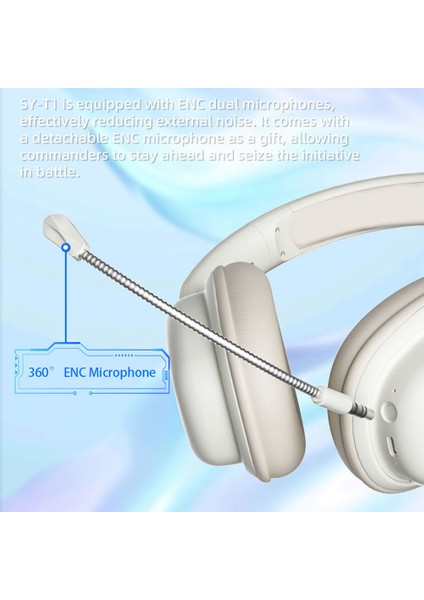 Sy-T1 Takılabilir Enc Mikrofonlu Kulak Üstü Bluetooth Kulaklık Katlanabilir Oyun Kulaklığı-Haki (Yurt Dışından)