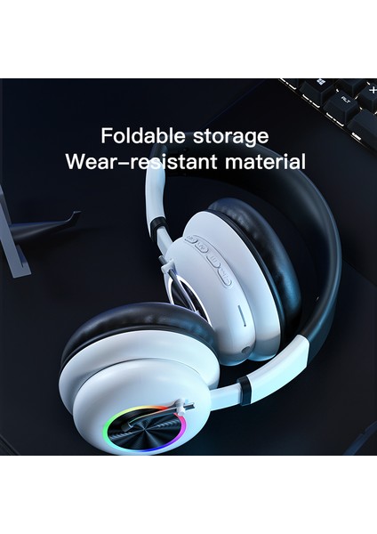 Ke-29 Kulak Üstü Kablosuz Bluetooth Kulaklık Rgb Işıklı Oyun Müzik Mikrofonlu Kulaklık-Beyaz (Yurt Dışından) fırsatları