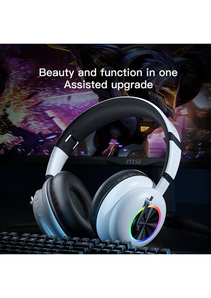 Ke-29 Kulak Üstü Kablosuz Bluetooth Kulaklık Rgb Işıklı Oyun Müzik Mikrofonlu Kulaklık-Beyaz (Yurt Dışından) indirimleri