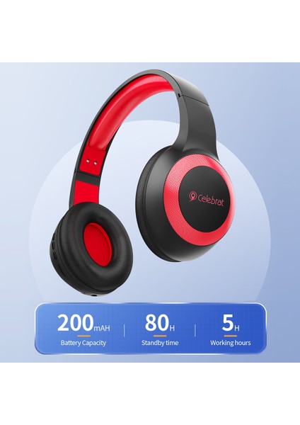 Celebrat/yıson A23 Bluetooth 5.0 Kulaklık Kablosuz Gürültü Önleyici Kulaklık Tf Kartını -Kırmızı (Yurt Dışından)
