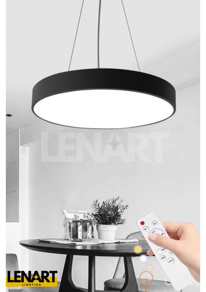 Modern Yüksek Aydınlatmalı Sarkıt LED Avize, Kumandalı Avize, 3 Renk Aydınlatmalı,ofis,salon Avizesi