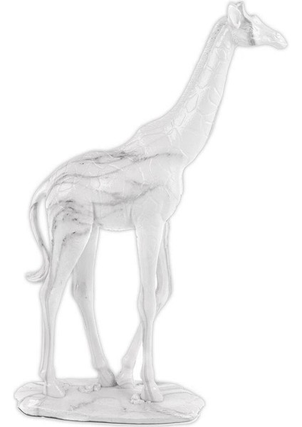 Mermerli Beyaz Zürafa Resim Obje 25X10X41CM