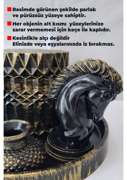 Siyah ve Gold At Figürlü Çok Amaçlı Dekoratif Doğal Parfüm Kokulu Soya Mumlu Lüks Set fırsatları