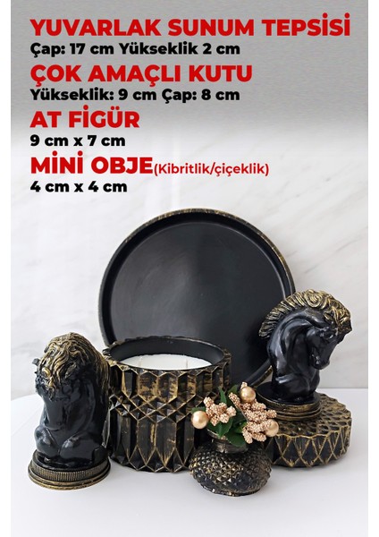 Siyah ve Gold At Figürlü Çok Amaçlı Dekoratif Doğal Parfüm Kokulu Soya Mumlu Lüks Set indirimleri