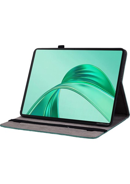 Honor Pad X8A Kılıf Kart Tutucu Çizilmez Deri Kapak Gül Çiçek Baskı-Yeşil (Yurt Dışından)